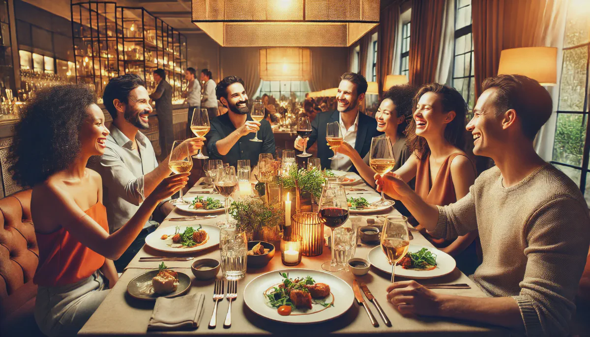 Group dining scene in Bend Group dining scene in Bend